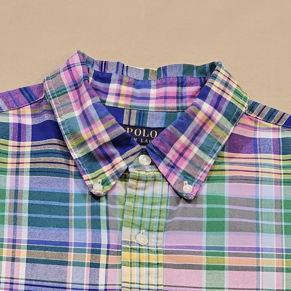 Polo Ralph Lauren Men's XL‎ Plaid Colorful Classic-Fit Oxford Long Sleeve Shirt